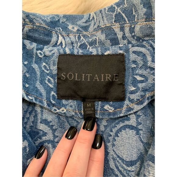 Solitaire Paisley Denim Jacket Size M - Picture 3 of 6